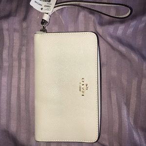 Coach white wrist wallet